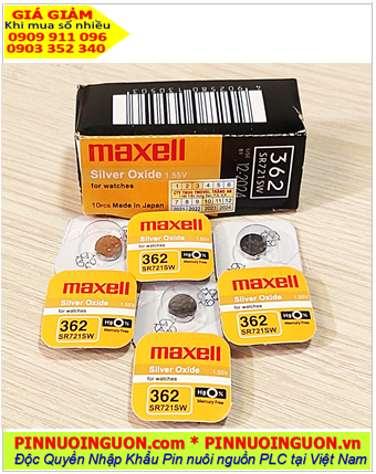 Maxell SR721SW _Pin 362; Pin đồng hồ 1.55v Silver Oxide Maxell SR721SW _Pin 362 (Japan)_Vỉ 1viên